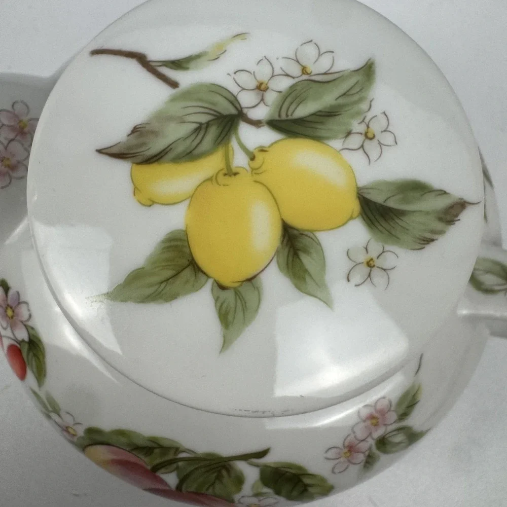 Vtg Andrea by Sadek Japan Porcelain Teapot Fruit Floral Cottagecore Tea Pot‎